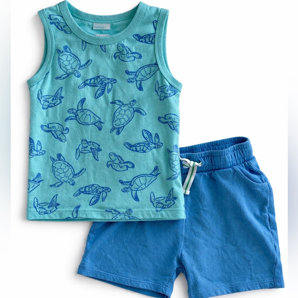 Toddler Summer Outfit 2T | Old Navy Turtle Tank & Tucker Tate Shorts Set